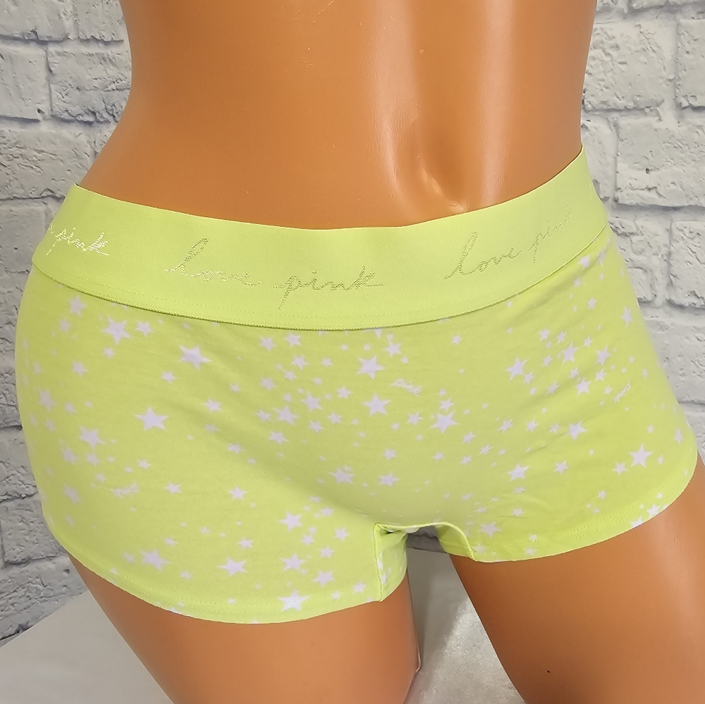 PINK Victoria's Secret Neon Stars Logo Shortie Panty Large New